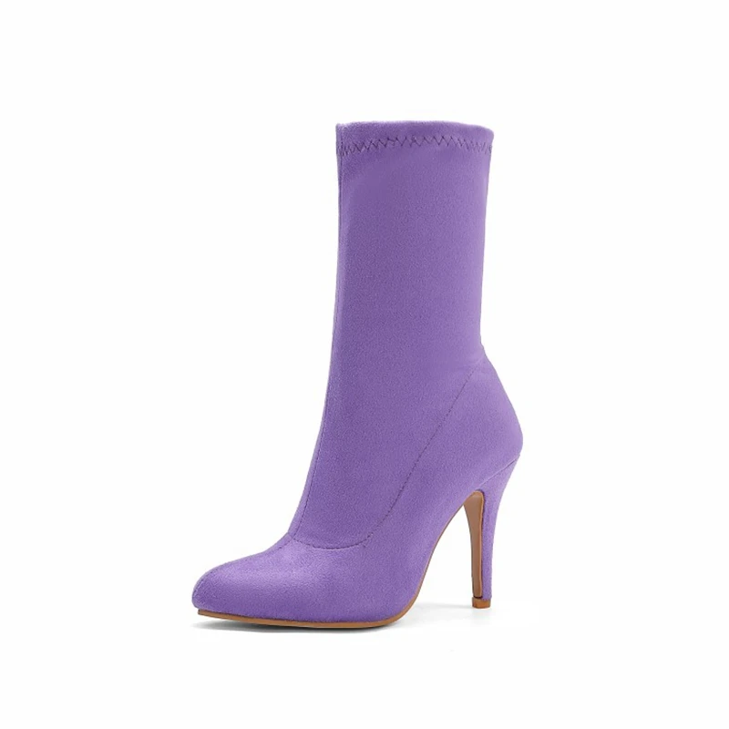 

Fashion Pointed Toe Elastic boots Women Autumn Winter Zapatos De Mujer Booties Ankle High Heels Party Big size 32- 48 Shoes K70