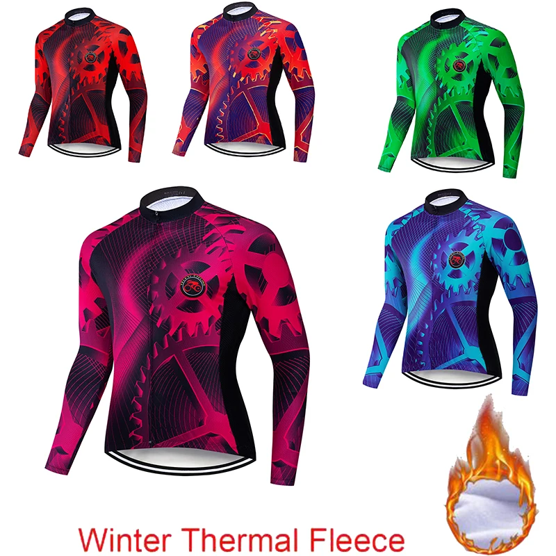 

TELEYI 2022 Winter Cycling Clothing Mountain Bicycle Wear Maillot Ropa Ciclismo Invierno Thermal Fleece MTB Bike Cycling Jersey