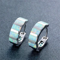 female fashion earring accessories rectangle white blue circle hoop earrings women wedding birthday party jewelry gifts