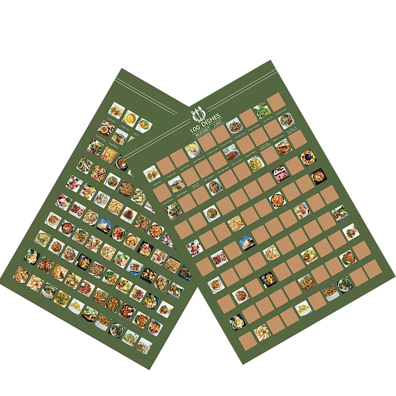 

Poster Scratch Off 100 Dishes Bucket List Cartoon Waterproof Postcard Scratch Children Toy Ornaments Birthday Gifts Unframed New