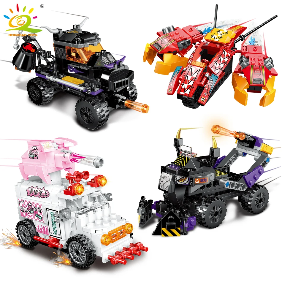 

HUIQIBAO 484pcs Sun Wukong Car Building Blocks City Super Monkey Chariot Vehicle Weapon Bull Demon King Figures Bricks Toys Kids