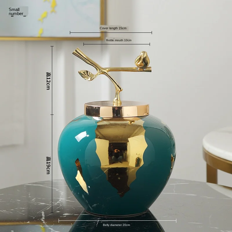 

Creative Chinese Retro ceramics vase Gold Ceramic crafts Decorative ornaments Living room flower arrangement Home Decoration