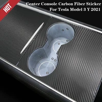 for tesla model 3 y 2021 2022 center console carbon fiber sticker console accessories 1pc