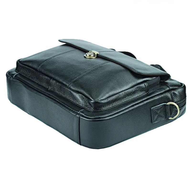 Мужской портфель для ноутбука Nesitu черный деловой из натуральной кожи на плечо 14