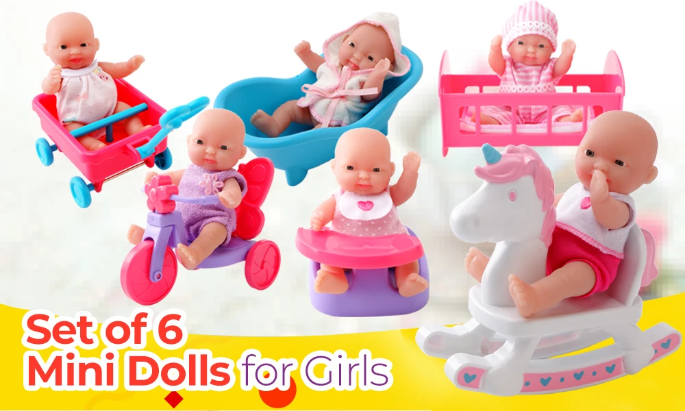 WOWCHEER 12 см 6 шт. Bebes Reborn мини детские куклы с Колыбель Ванна Мягкие силиконовые маленькие куклы реалистичные Kawaii Игрушки для девочек
