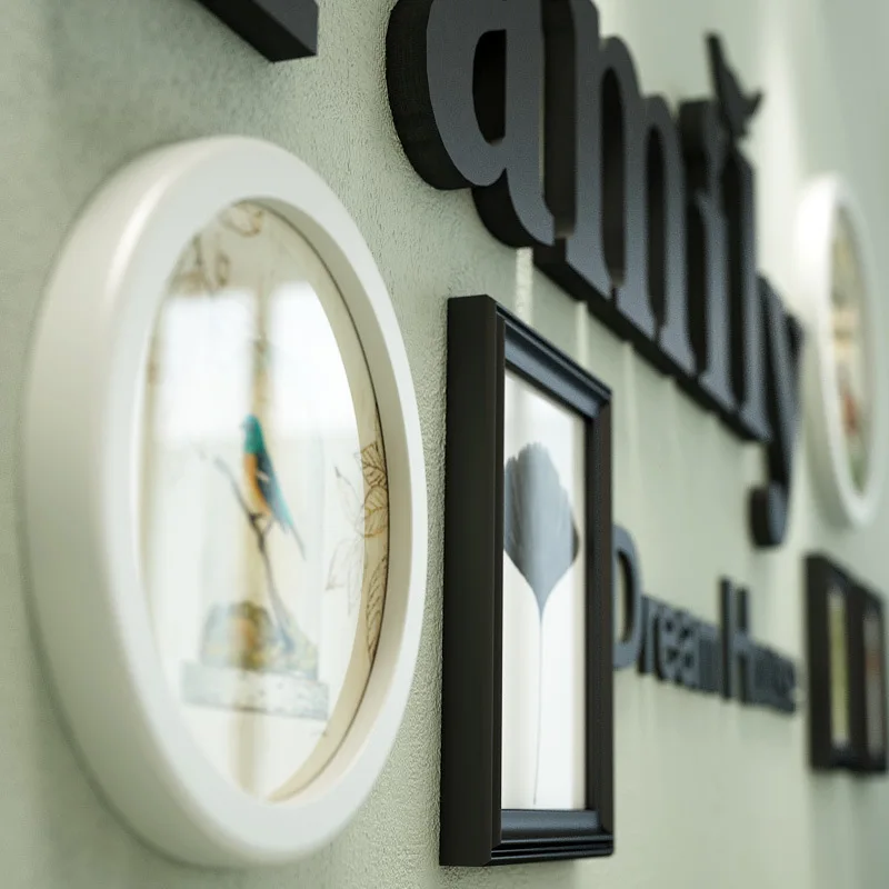 

Nordic Style Wall Hanging Wooden Photo Frame Set With Picture For Bedroom Living Room Family Wall Decoration Home Decor