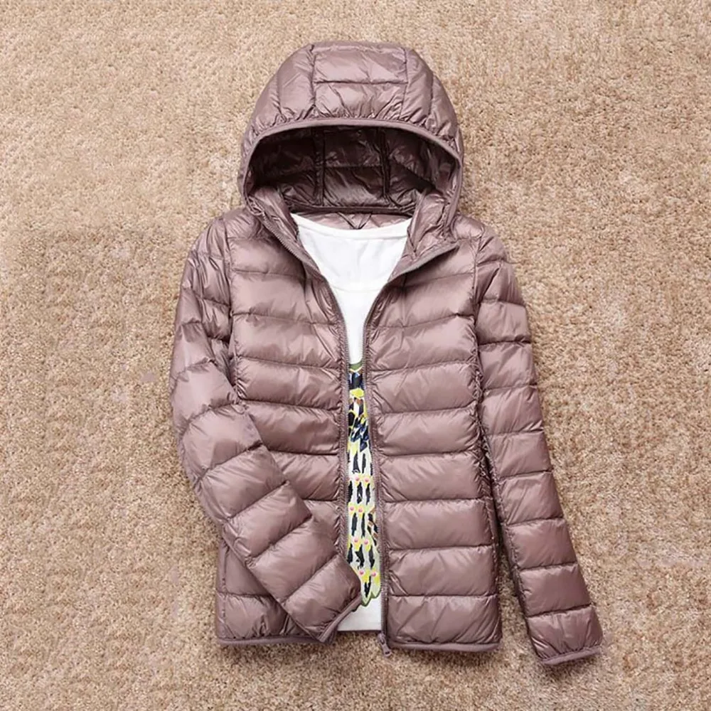 2022 New Winter Ultra Light 90% White Duck Down Jacket Women Warm Coat with Bag Female Thin Hooded Autumn Bomber Jackets Coat