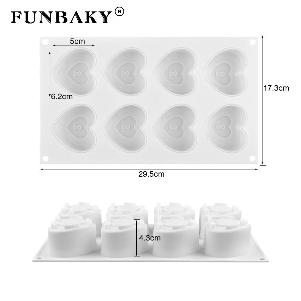 Силиконовая форма FUNBAKY 3d в форме сердца случайного цвета для украшения торта
