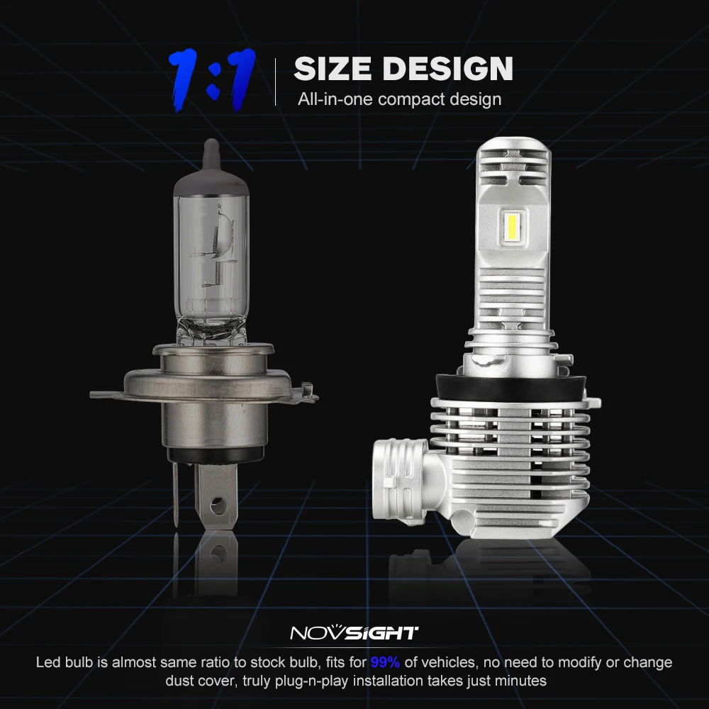 Novsight Новый H4 светодиодный Hi lo автомобильный H7 лампы для фар H11 9005 9006 12000LM 6000K 12 В