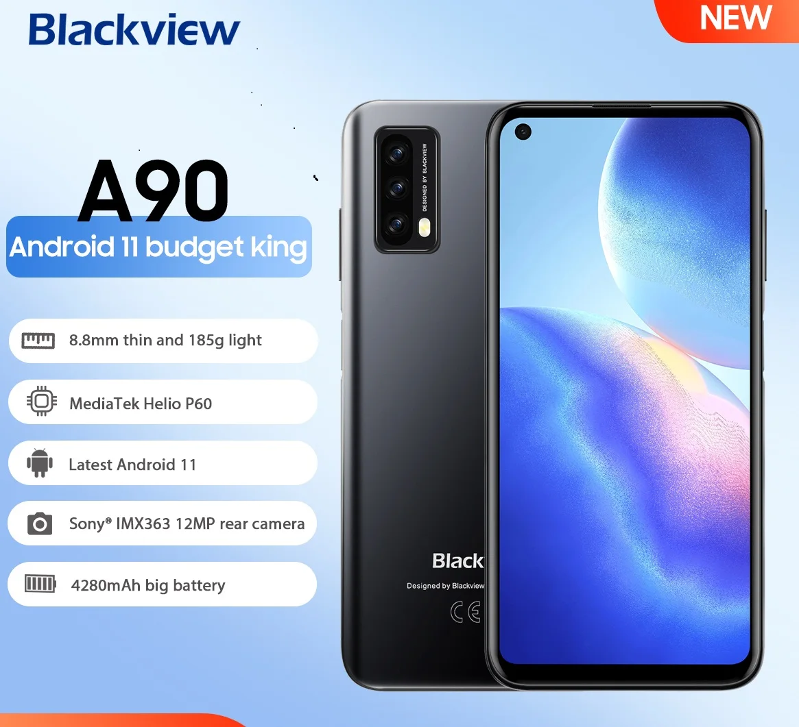Blackview A90 смартфон с восьмиядерным процессором Helio P60 12 Мп ОЗУ 4 Гб ПЗУ 64 ГБ 4280 мАч