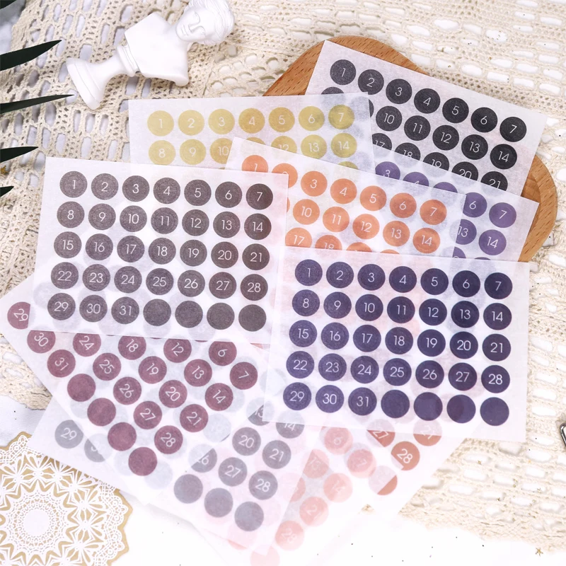 MyPretties Round Label Dot Stickers Number Planner Weekly Daily Schedule Mark Agenda Stationery | Канцтовары для офиса и дома