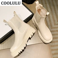 coolulu women chelsea boots platform chunky high heel women ankle boots pull on women elastic boots for ladies shoes casual