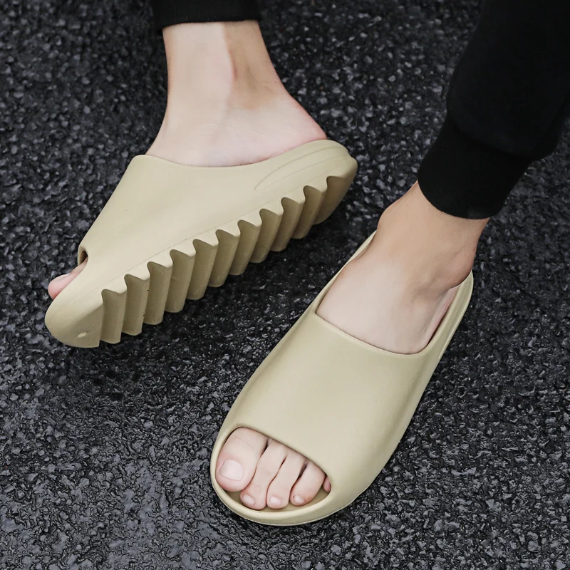 Тапочки для мужчин Coslony модные летние однотонные домашние тапочки нескользящая