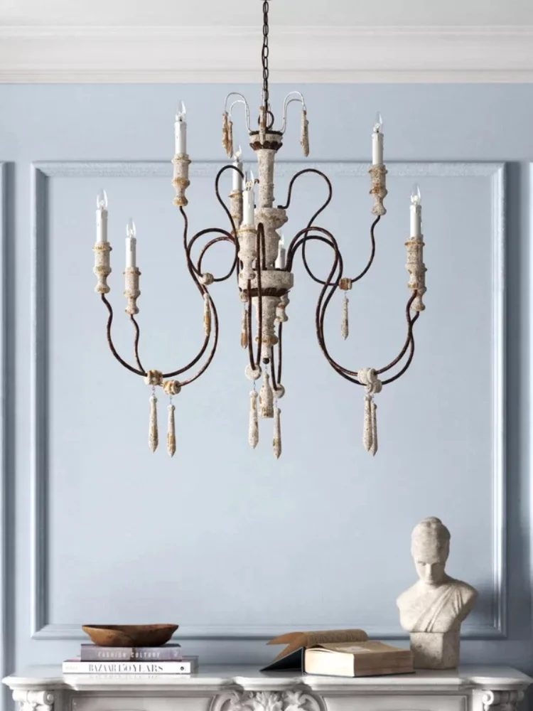 

Американская Ретро твердая деревянная состаренная кованая железная классическая лампа для детской комнаты, декоративная люстра для магаз...