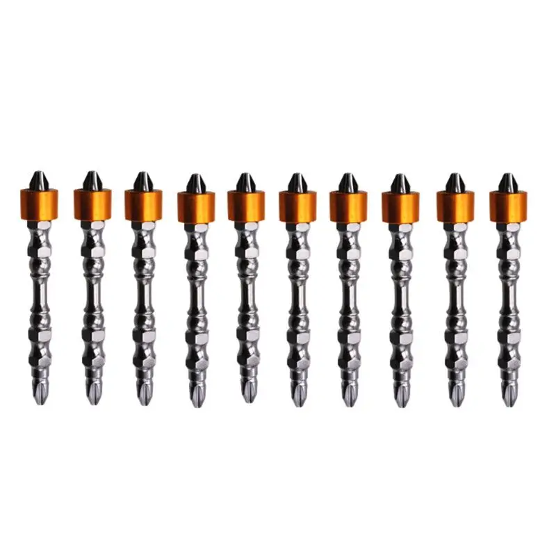 

10pcs PH2 Hardness 65mm Double Cross Head Magnetic Electric Screwdriver Bit Phillips Screw Driver With Ring 19QB