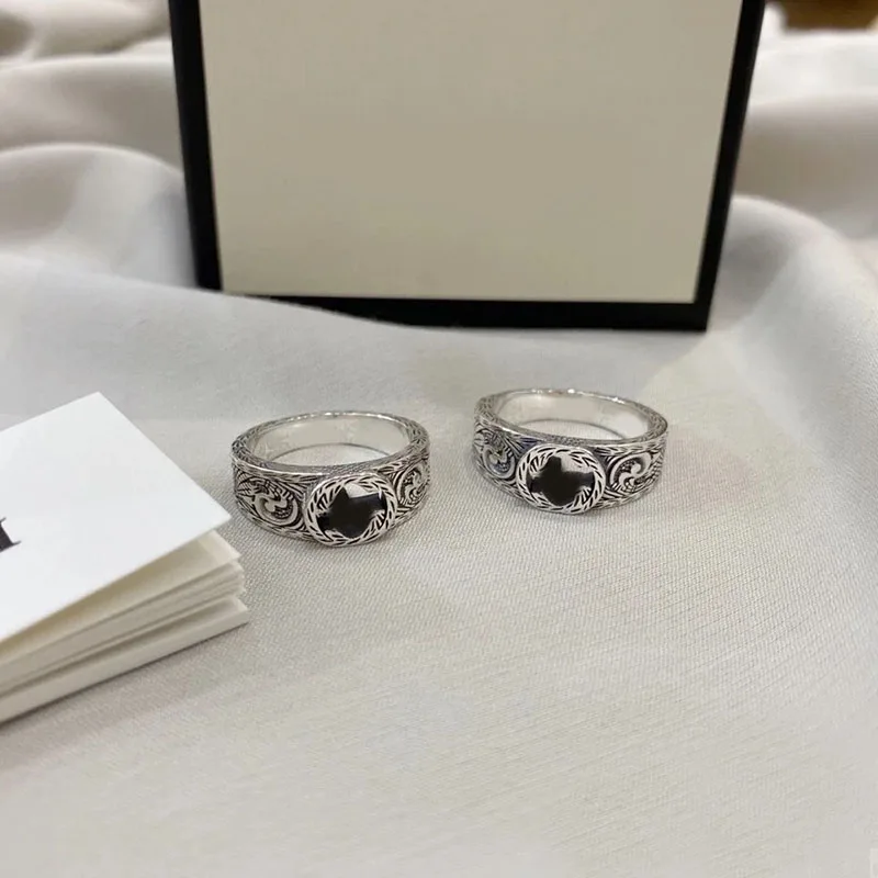 

Ag925 Sterling Silver G Carved Pattern Ring Men And Women Couple Luxury Ring Fashion Charm Exquisite Original Design Party Gift