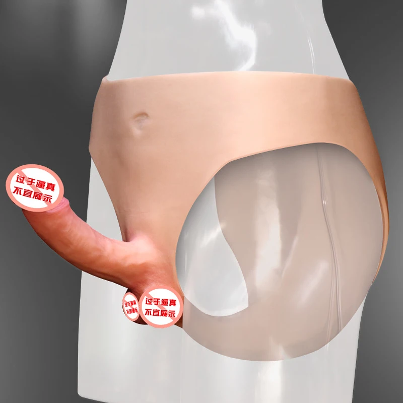 17*4 см фаллоимитатор носимые силиконовые штаны с реалистичным пенисом косой для