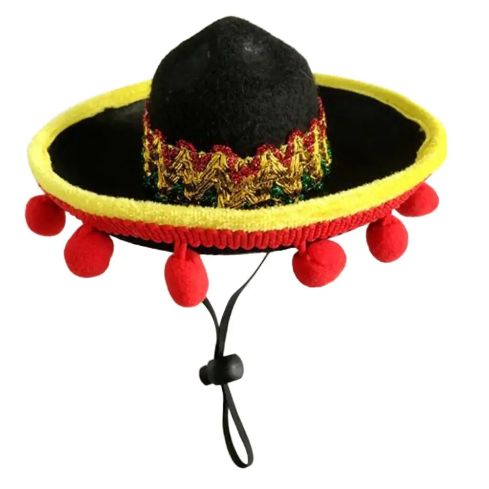Маленький питомец собака шляпа от солнца пляжная вечерние соломенная шляпа собака Мексиканская Стиль шляпа для собак и кошек забавная соломенная шляпа-сомбреро аксессуары