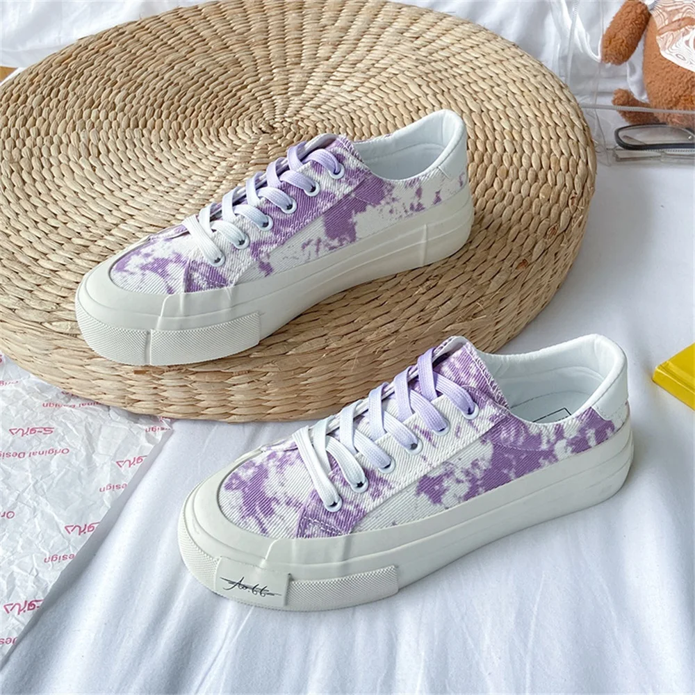 

Women's Tie Dye Sneakers 2021 Autumn New Comfy Ladies Lace Up Casual Canvas Shoes 35-41 Female Running Walking Sport Flats