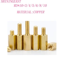 20pcslotm3103456810copper brass hex socket female to male spacer standoff screws board stud hexagon bolt spacing1130