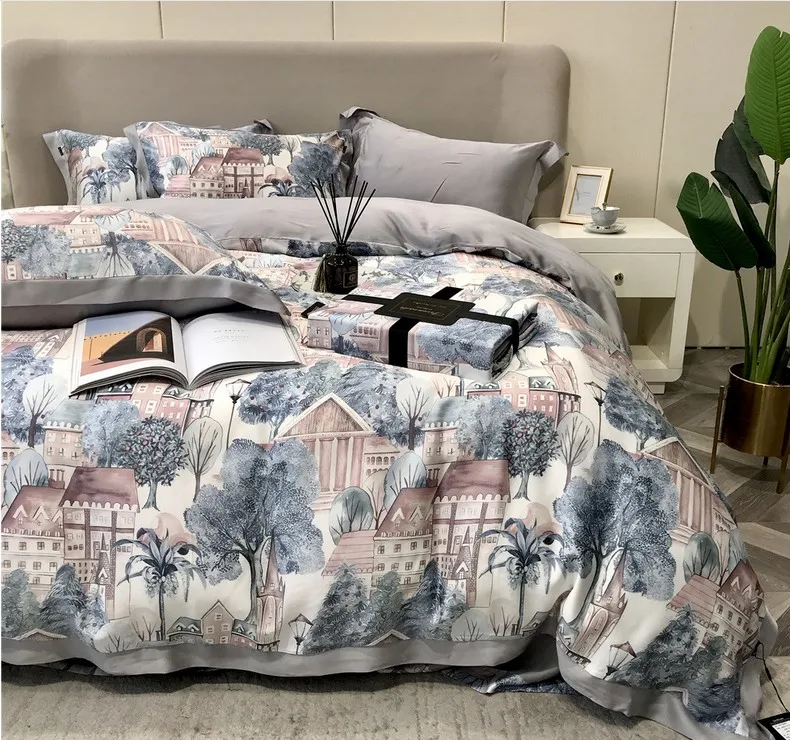 melhor 1000tc Algodão De Seda Egípcia Conjunto Cama Luxo Conjunto Folha Plana Bordado Capa Edredão Rainha Rei Tamanho