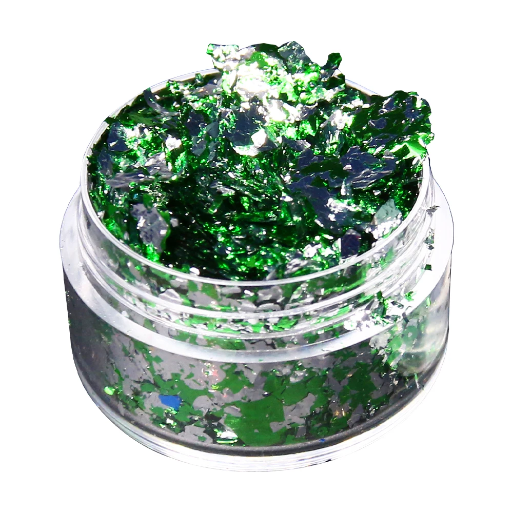 Искусственные хлопья золотой фольги зеленые серебряные для украшения ногтей