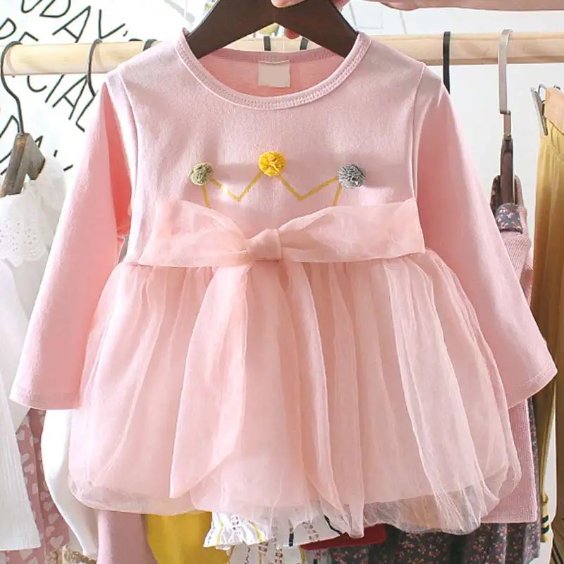 AZ2182 Pink Menoea/Новинка Платье для маленьких девочек 1 года; платье для дня рождения для младенцев, платья для крестин, платье для малышки, с бантом, платье принцессы, платье на свадьбу, детское платье-пачка для девочек - Цвет: AZ2182 Pink