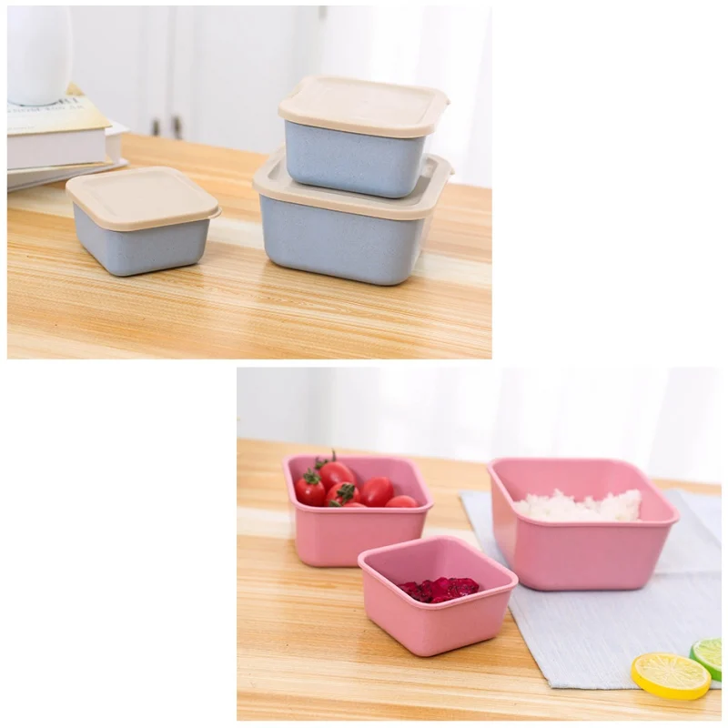 Wheat Straw Lunch Box Green Cover With Lids Student Multi-Layer Sushi 1 |