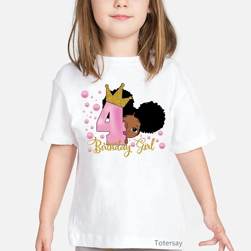 

Kawaii Graphic Tshirts for Girls Little Melanin Queen Print T Shirt Girls Cute Kids Clothes Harajuku Shirt Summer Tops