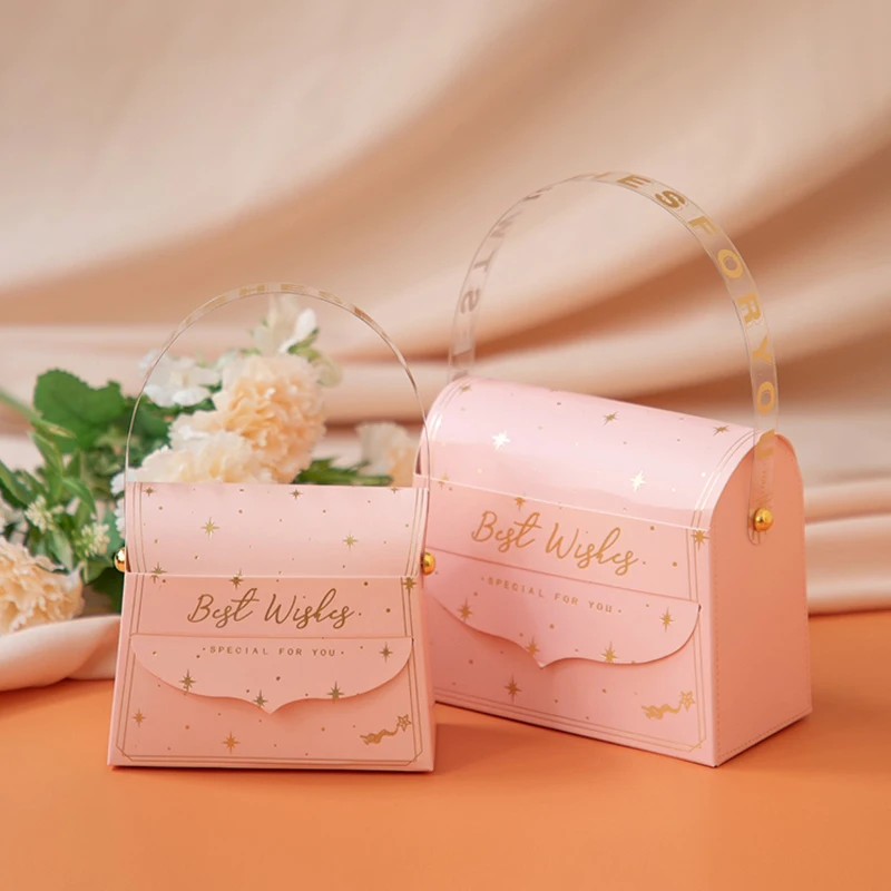 

Gift Box Cute Candy Boxes Packaging Paper Gift Bags with Handles Chocolate Cookie Bag for Wedding Favors Baby Shower Party