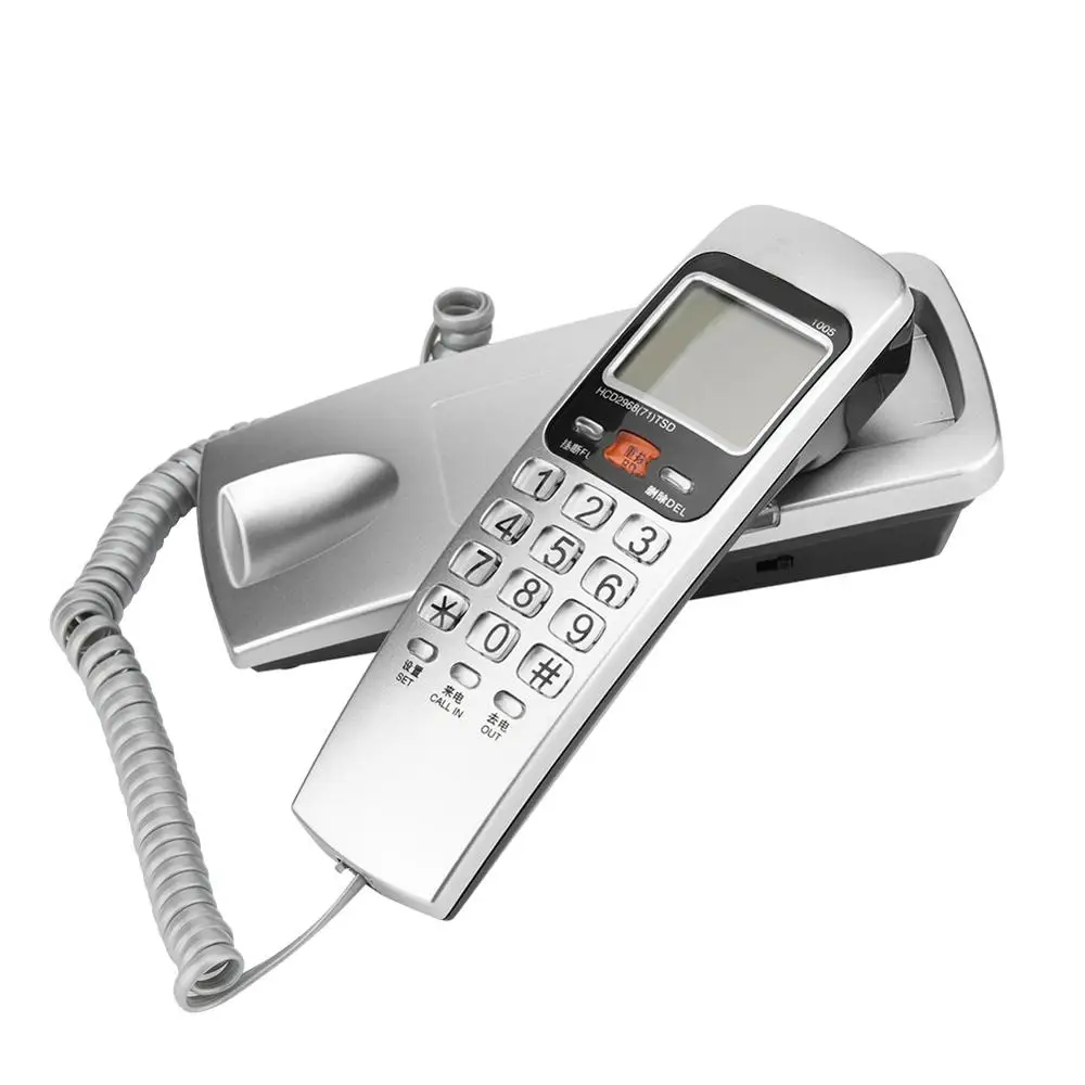 Silver FSK/DTMF Определитель номера Телефон проводной телефон большая кнопка стол положить стационарный модный удлинитель для телефона домашний настенный телефон - Цвет: Silver
