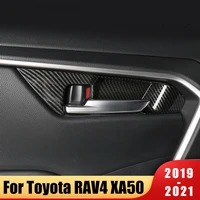 abs carbon car interior door handle bowl pads trims cover sticker for toyota rav4 rav 4 xa50 2019 2020 2021 2022 accessories