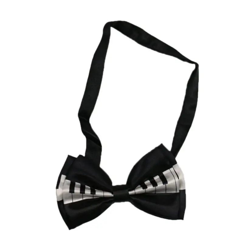 Men Women 2 In 1 Suspenders Bow Tie Set Black White Music Notes Piano Keyboard Print Adjustable Y-Back Belt Necktie Stage Party |