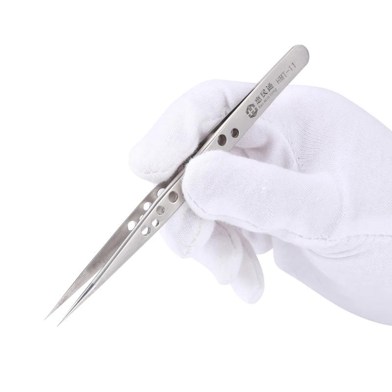 Прецизионные нержавеющие пинцеты антистатические изогнутые прямые кончики