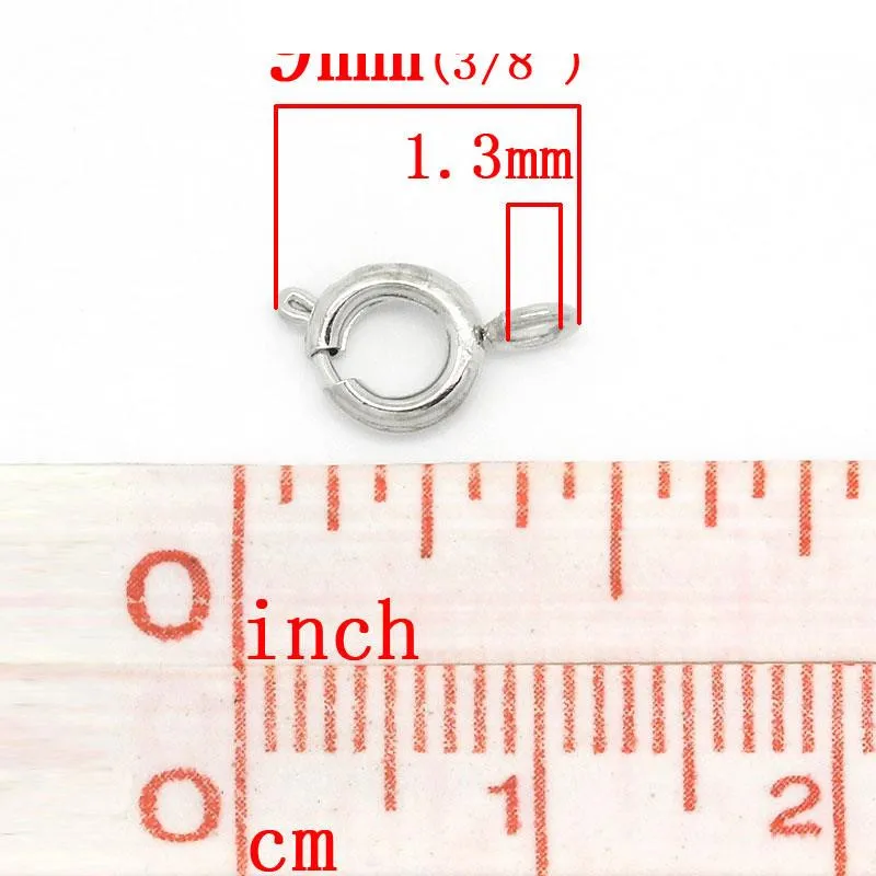 DoreenBeads медные Болты пружинные кольца застежка Круглый Серебряный цвет 7 мм (2/8