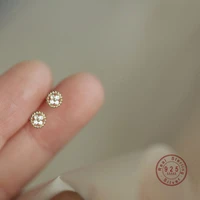 hi man 925 sterling silver inlaid zircon disc cross flower earrings for women exquisite small jewelry gifts