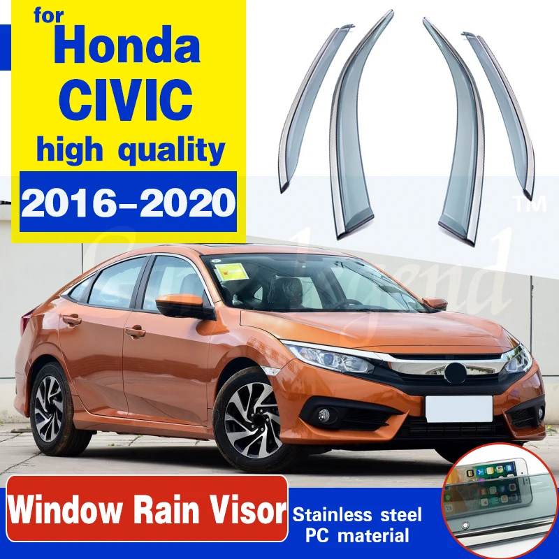 Козырек для окна Honda Civic 2016 2020 защитный экран от дождя автомобиля дефлекторы навес