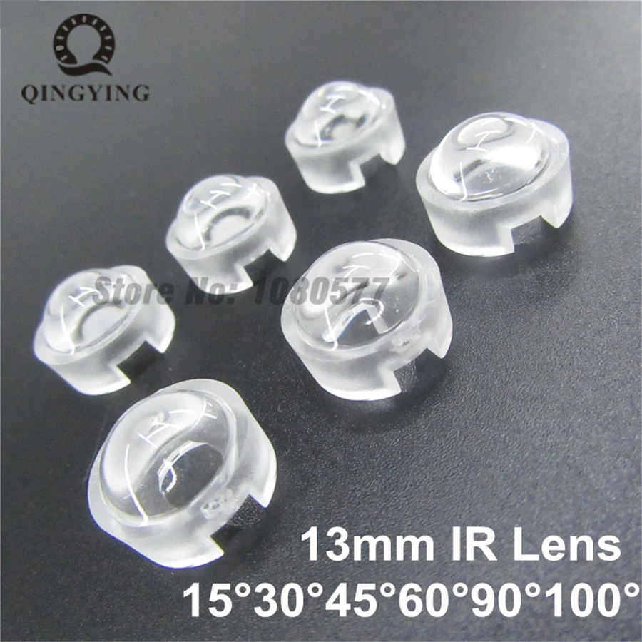 

50pcs 13mm Lens 15 30 45 60 90 100 Degree Easy Use mini IR Lenses For 1W 3W 5W High Power LED Diode Convex Reflector Collimator