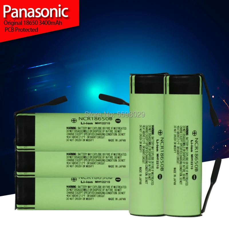 Аккумуляторы Panasonic NCR18650B литиевые оригинальные с никелевыми лентами