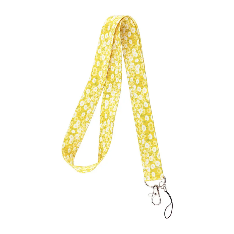 

10pcs Light Yellow Daisy Flowers Classical Style Lanyard For keys The 90s Phone Working Badge Holder Neck Straps With Phone Hang