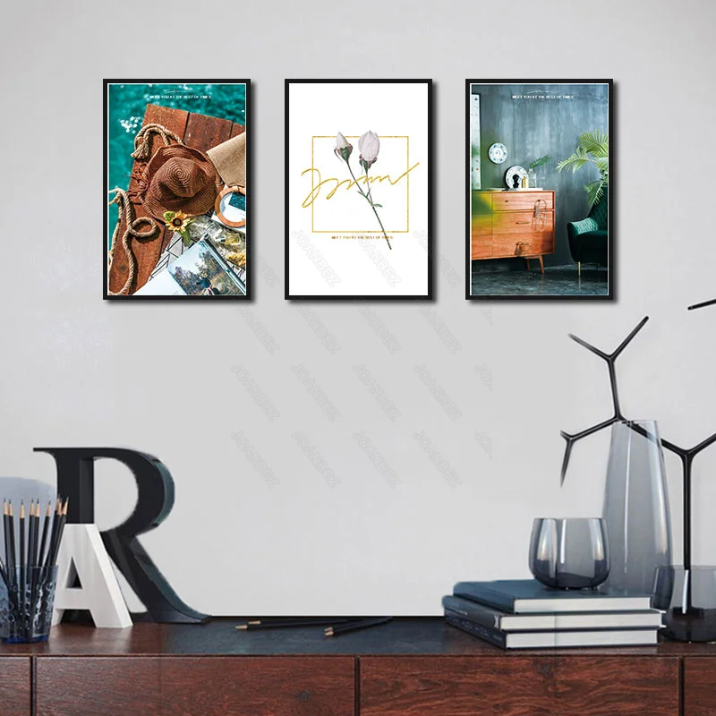 

European Real Landscape Ocean On The Bamboo Roses Embellish Background Living Room Decoration Poster Wallpaper Furniture Art