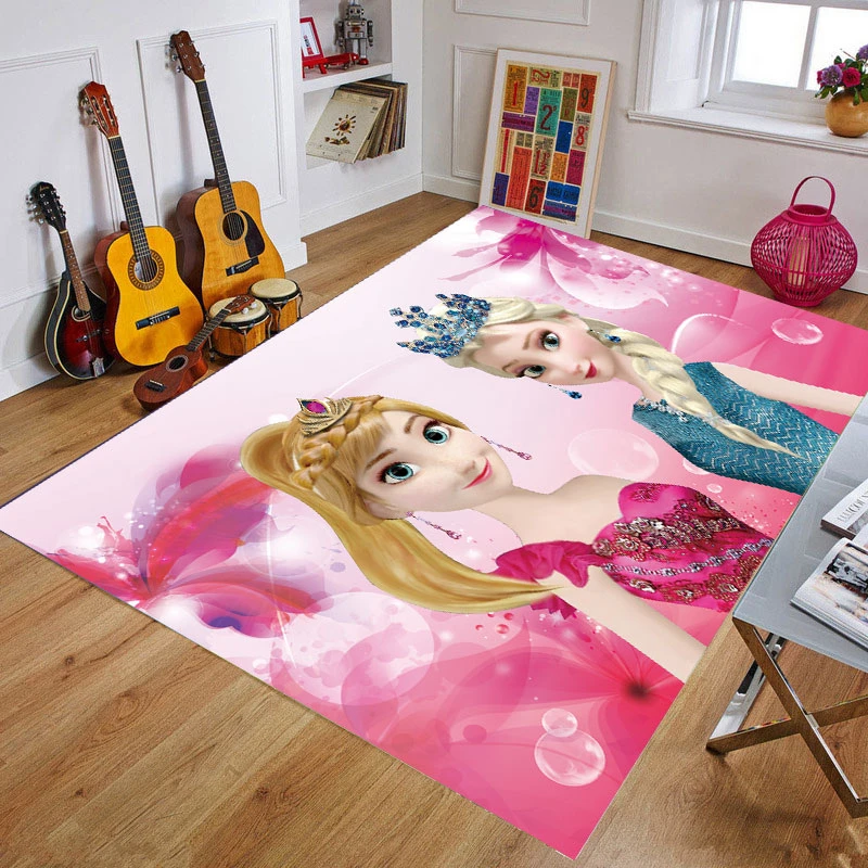 

Cartoon Mat Living Room Carpet Long Hair Bedside Rug Living Room Coffee Table Rug Girl Princess Mat Non-slip Baby Playmat
