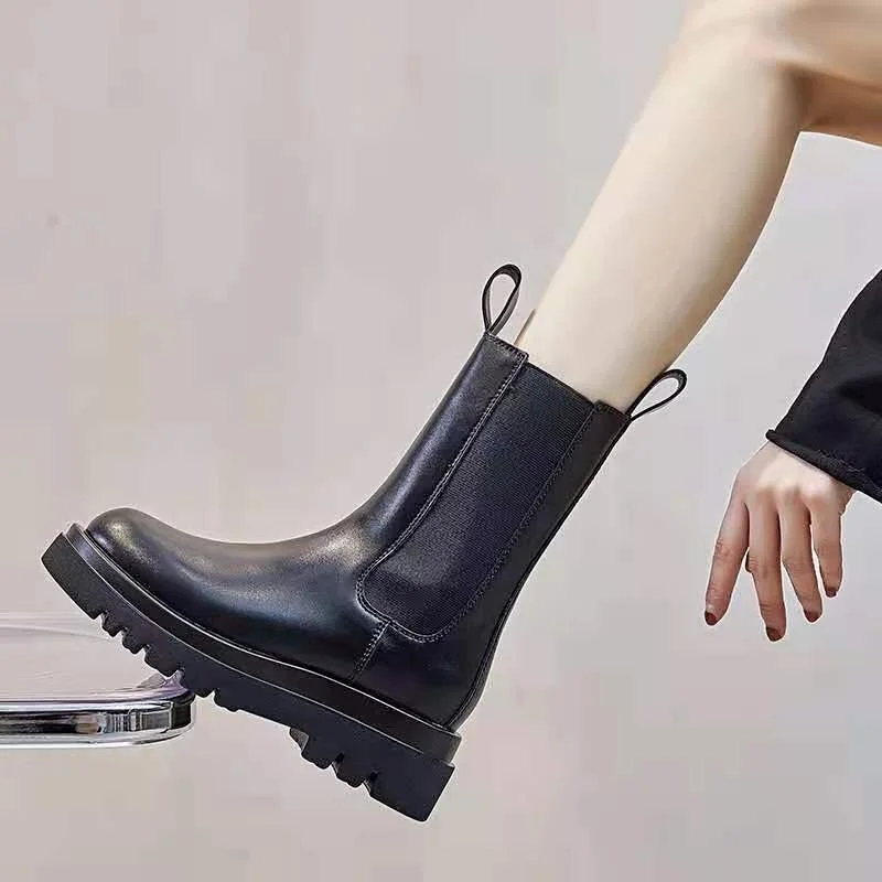 

Новинка 2021, весенне-осенние одноботинки, короткие Ботинки Челси в британском стиле, дымчатые ботинки на толстой подошве, низкие ботинки