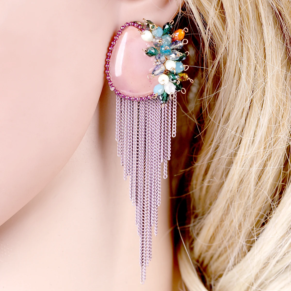 Новинка длинные висячие серьги с кисточками и цепочками в богемном стиле