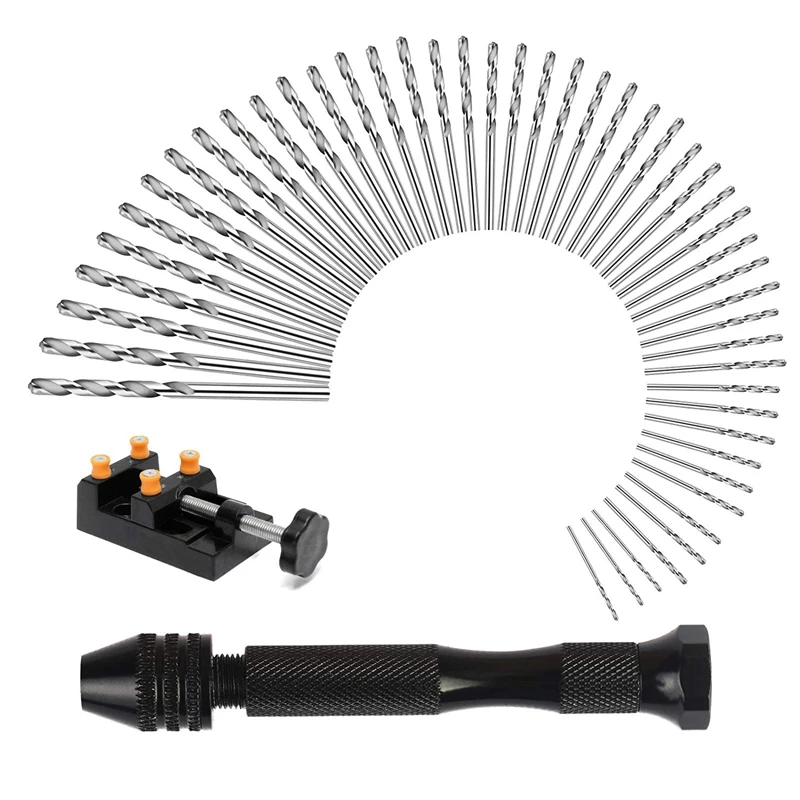 

50 Pcs Pin Drill Set, Universal Multiple Size Pin Vice With A Mini Carving Clamp For Craft Carving,Diy,Woodworking,Jewelry Or Mo