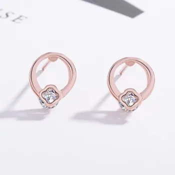 

Earrings Double Circle Hollow Diamond Earrings Simple Temperament Light Luxury Sweet All-match Girl Earrings SE198