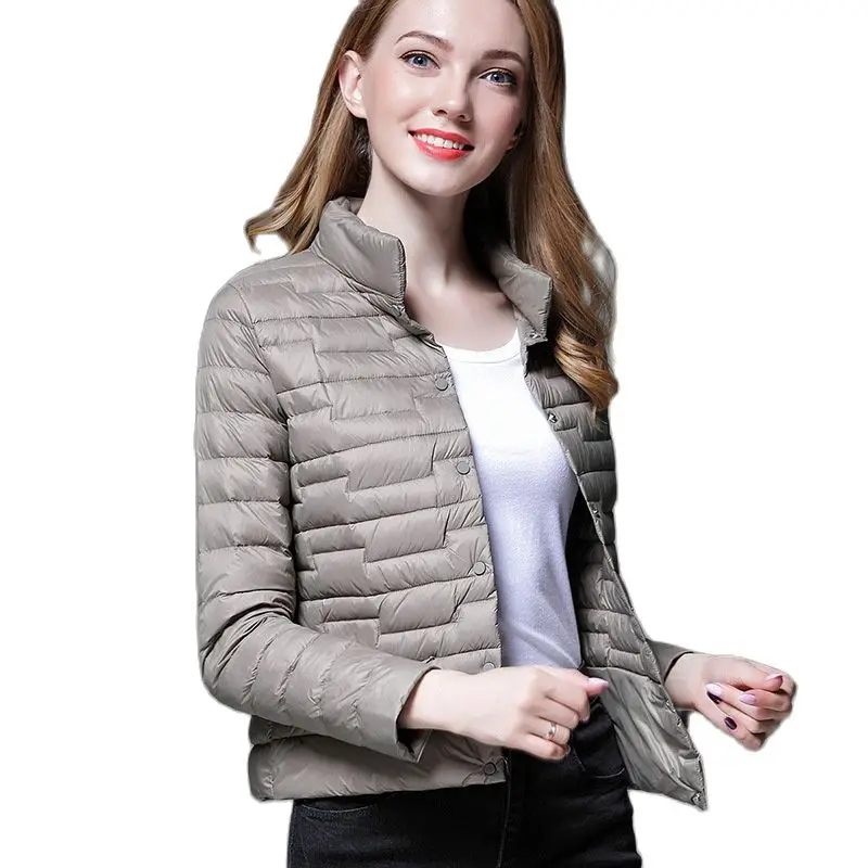 Новинка 2021 зимние ультратонкие пуховики Женская портативная куртка большого