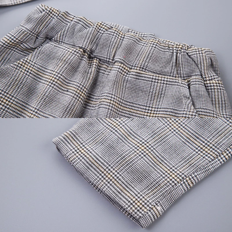 Комплект одежды в клетку для маленьких мальчиков розовая рубашка + пальто штаны