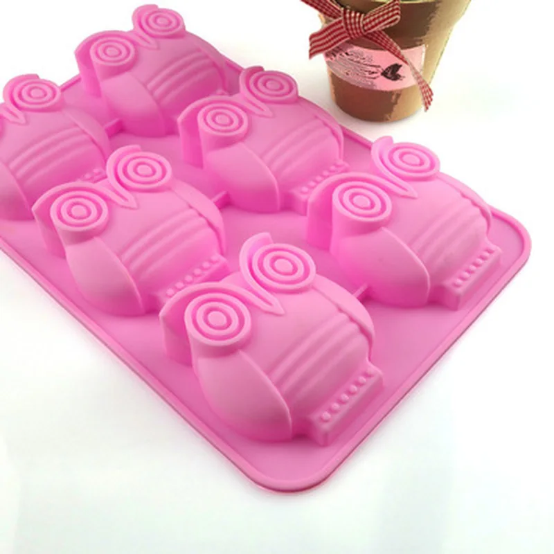 

Soft Silicone Soap Mold Six Owls Soap Molds for Soap Making Fondant Cake Chocolate Mold Cake Decor Bath Tool Color Random
