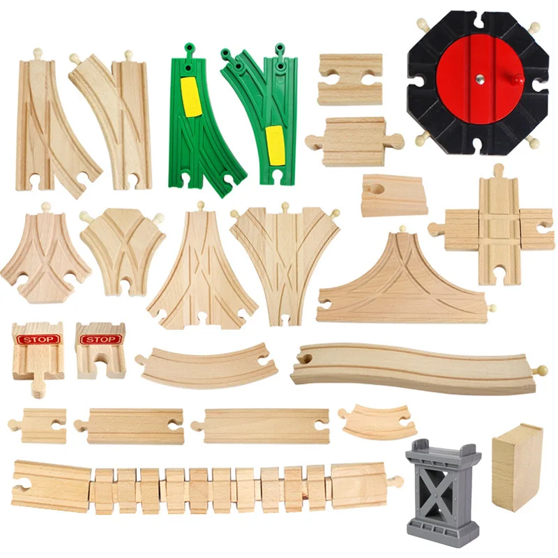 Multiple Wooden Track Parts Beech Wood Railway Train Accessories Fit for Thomas Biro Tracks Toys Children Gifts | Игрушки и хобби